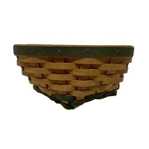 Longaberger Handwoven 2006 Lucky Twist Basket Green Accent Wood Rattan Decor